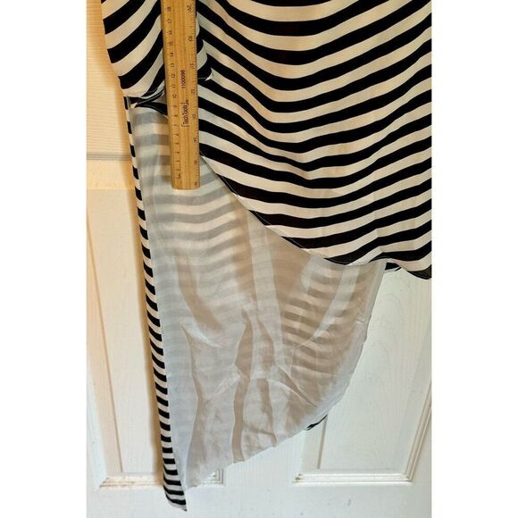 Michelle Mason 100% Silk Black & White Asymmetrical Shift Maxi Dress Size 2 - Picture 9 of 11